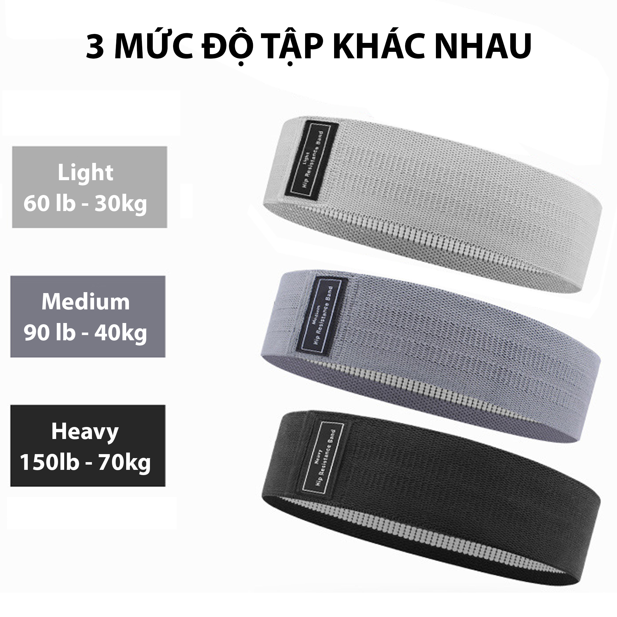 Bộ 3 dây kháng lực tập cơ mông đùi chân Hip Resistance bands Aolikes YE-3605