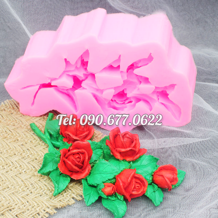 Khuôn rau câu silicone hoa hồng cành – Loại 17 cm - Mã số 1665