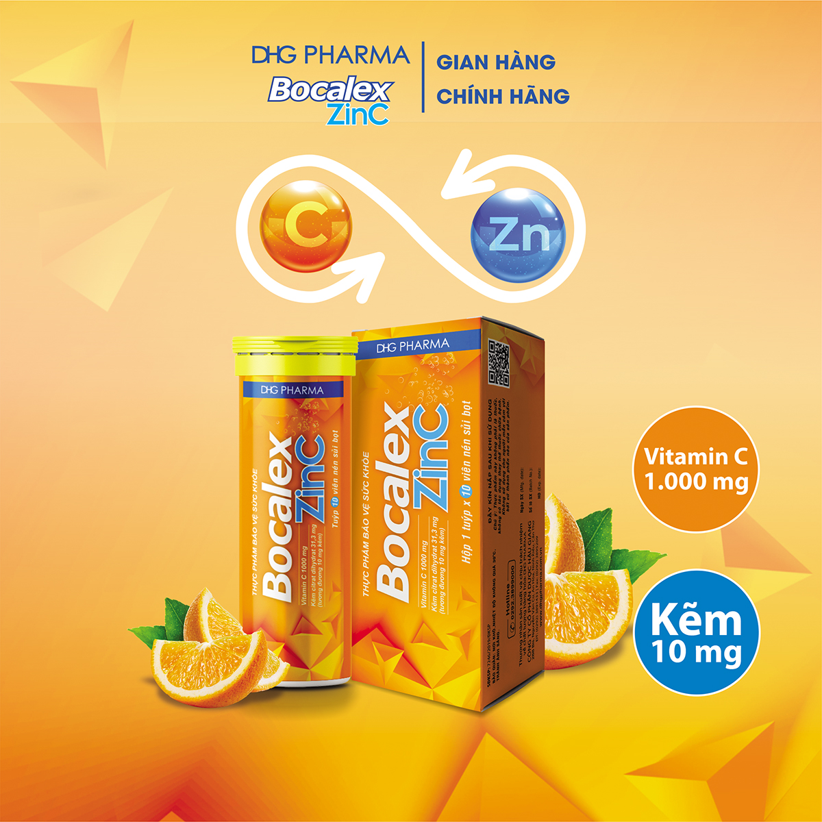 TPCN Bocalex ZinC Bổ sung vitamin C, kẽm cho cơ thể, hỗ trợ tăng cường sức khỏe, tăng cường sức đề kháng - Chính hãng DHG Pharma