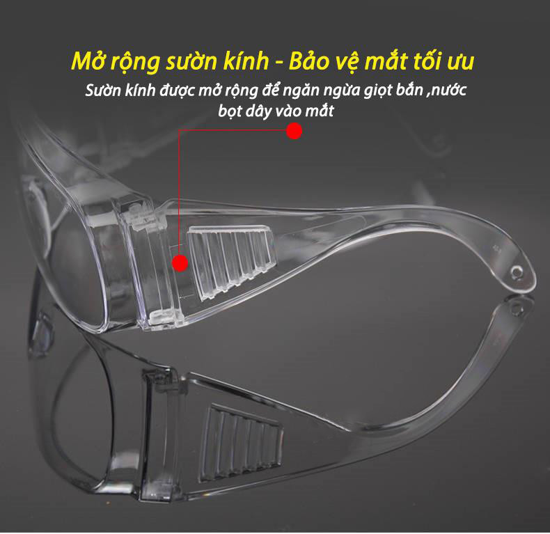 Combo 2 mắt kiếng nam và nữ chống tia UV, ngăn bụi, chống giọt bắn ngừa vi khuẩn, cản gió bảo vệ mắt, kính bảo hộ trong suốt  (tặng khẩu trang vải)