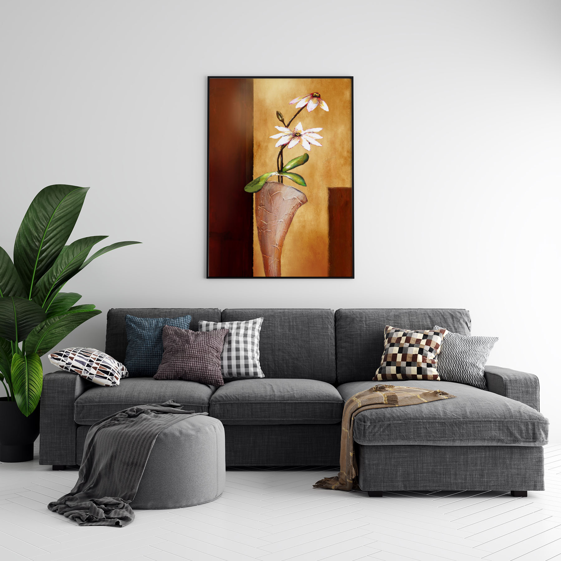 Tranh canvas treo tường bình hoa nghệ thuật - BH010