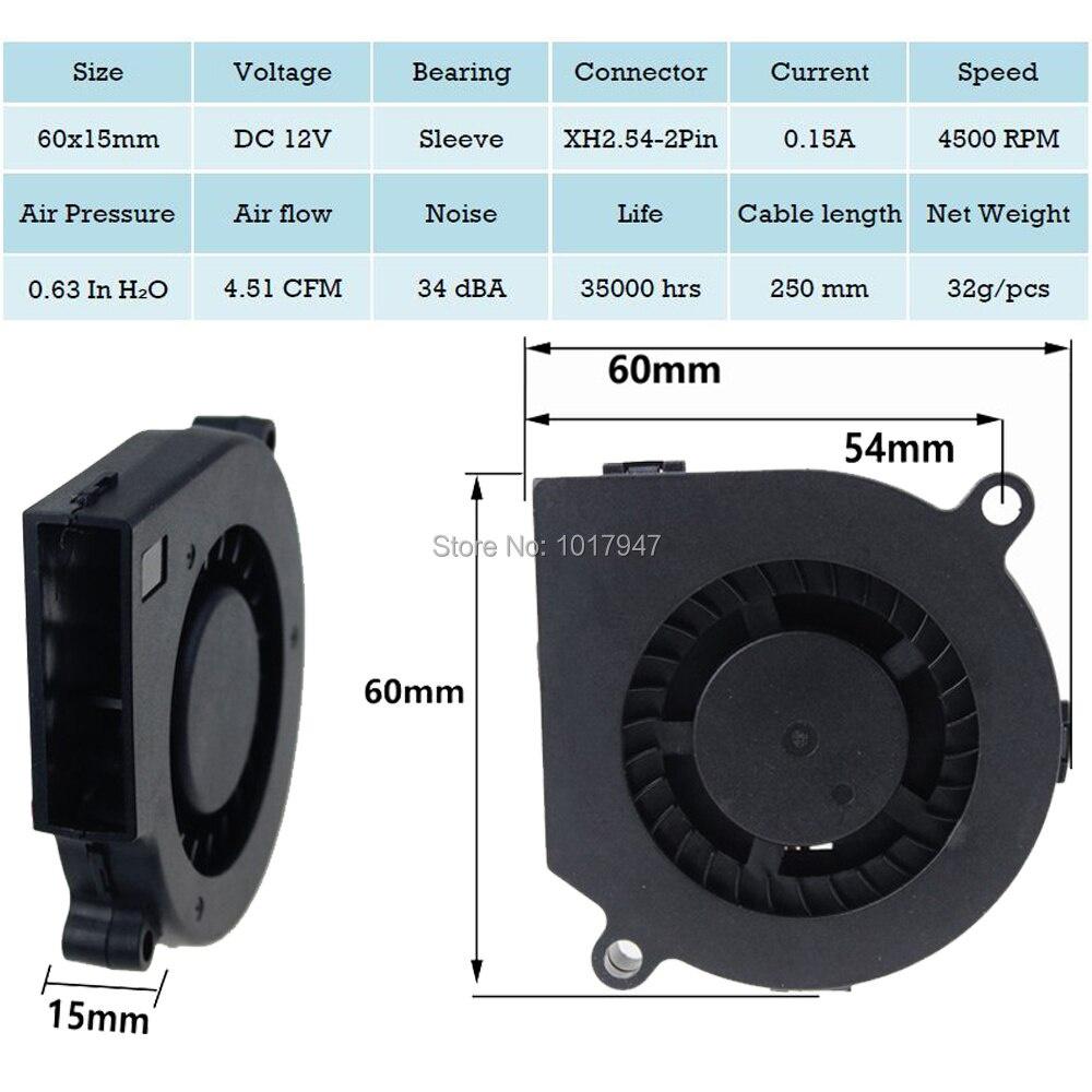 1 Quạt Tản Nhiệt Không Chổi Than 60mm X 15mm 12v 2pin Dc 6015