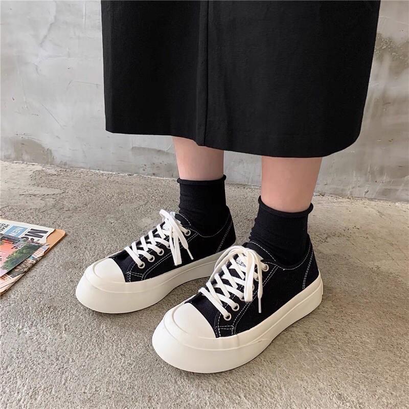 Giày thể thao nữ vải dáng basic, Giầy bánh mì kiểu vintage, Giày Sneakers Nữ vải Basic Cổ Thấp