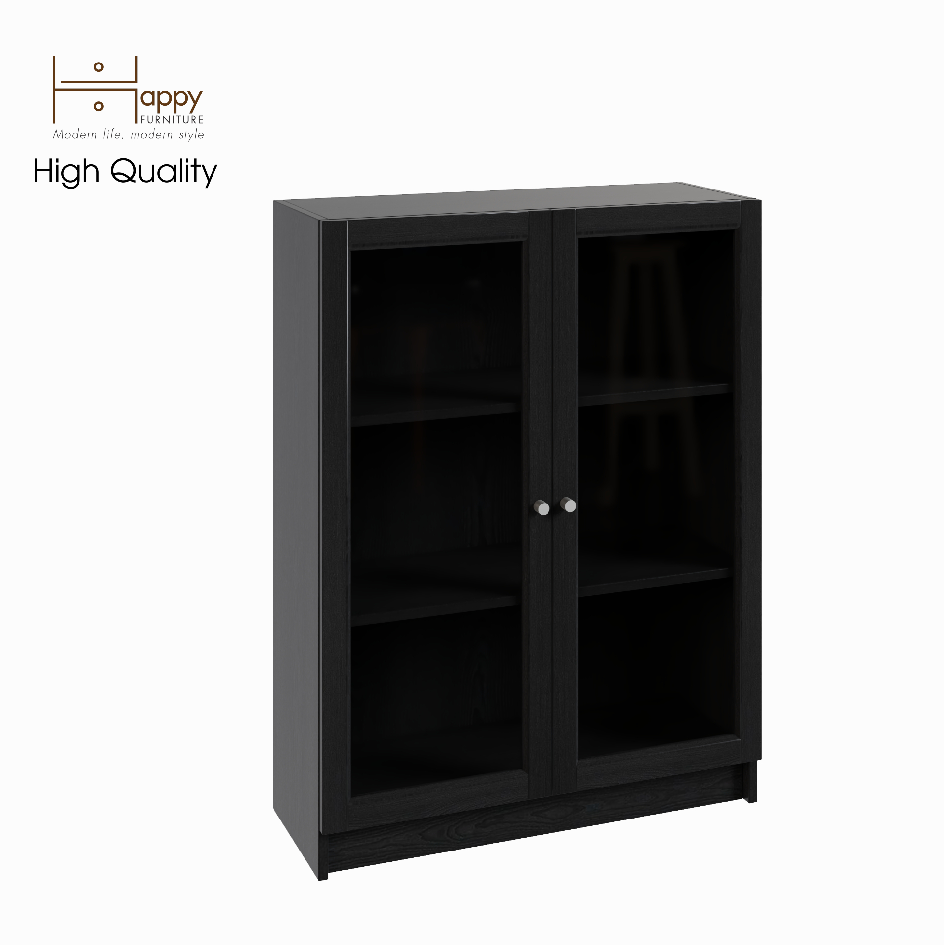 [Happy Home Furniture] CATY, kệ sách 3 tầng cửa kính,  80cm x 30cm x 106cm (DxRxC), KSA_012