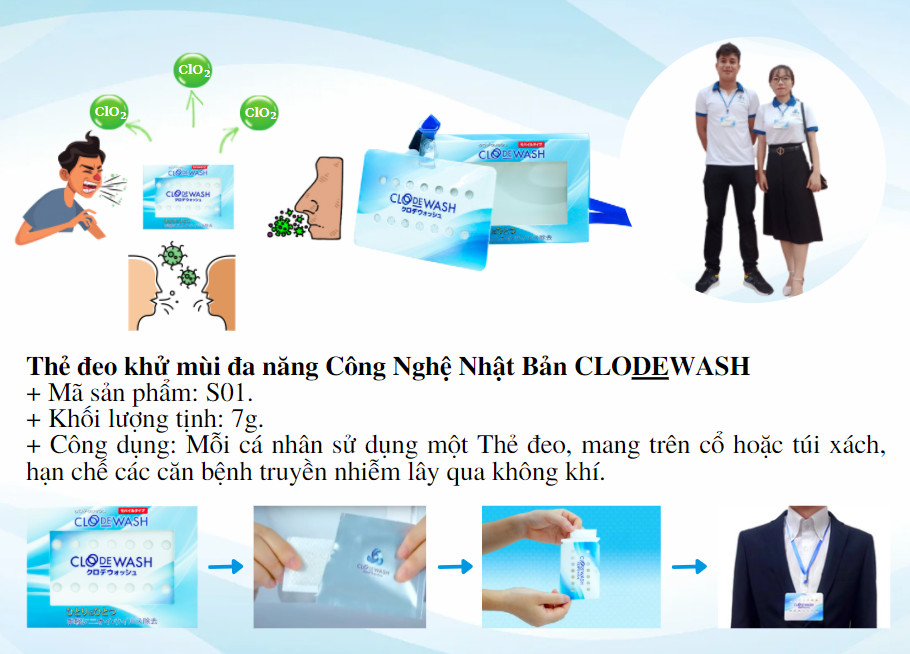 Thẻ đeo khử mùi đa năng công nghệ Nhật Bản CLODEWASH