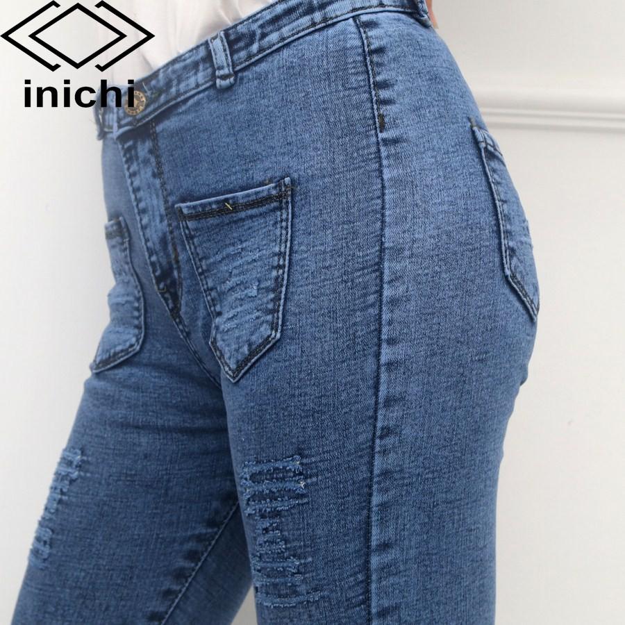 Quần jean nữ INICHI Q712 dài ống ôm vải jean co giản chất đẹp