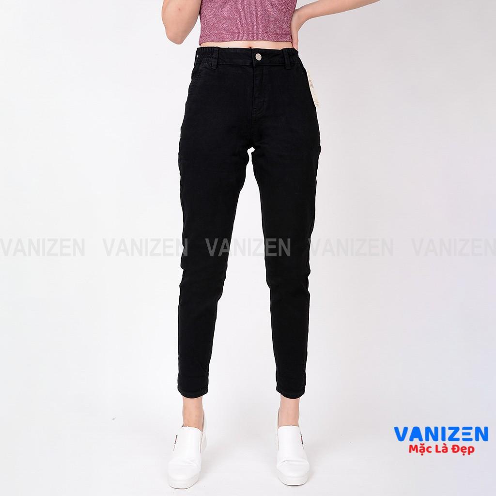 Quần jean nữ ống rộng baggy đẹp lưng cao cạp bán chun đen trắng trơn hàng cao cấp mã 458 VANIZEN