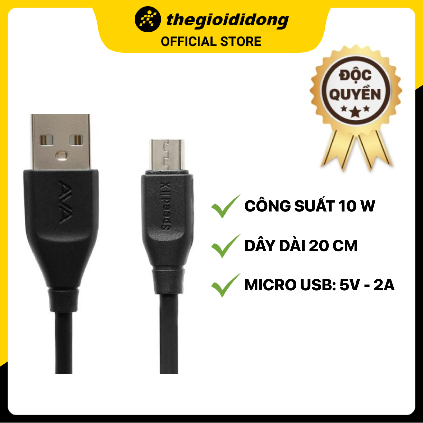 Cáp Micro 20cm AVA Speed II - Hàng chính hãng