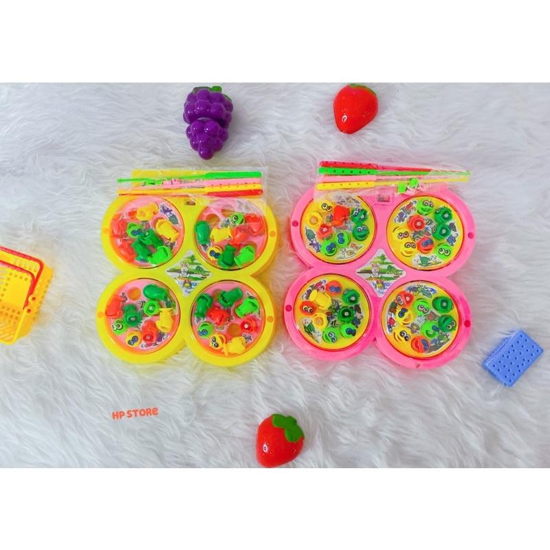Bộ Câu Cá + Tặng Kèm Pin Có 4 Hồ 4 Cần Câu 32 Cá Có Nhạc Vui Nhộn Nhiều Màu Đồ Chơi Bé Trai Bé Gái