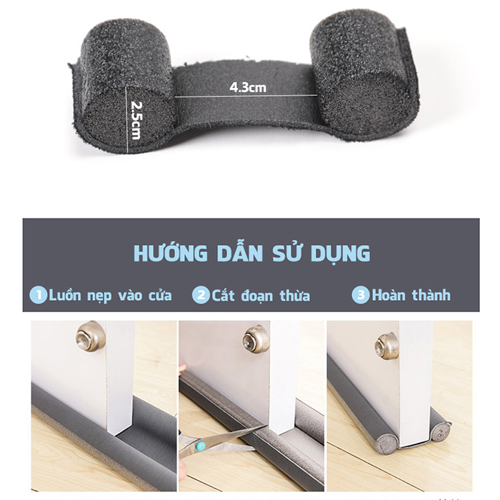 Combo 10 dải thanh nẹp ron xốp đệm giảm chấn bịt kín đáy cửa cản gió cách âm chống bụi bẩn