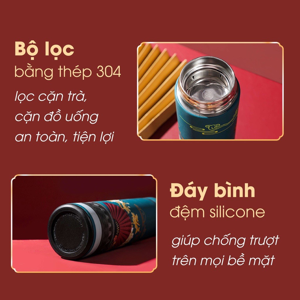 Bình Nước Giữ Nhiệt 500ml Bằng Thép Không Gỉ 304 Hai Lớp Có Màn Hình Kỹ Thuật Số Hiển Thị Nhiệt Độ Cảm Biến 1 Chạm