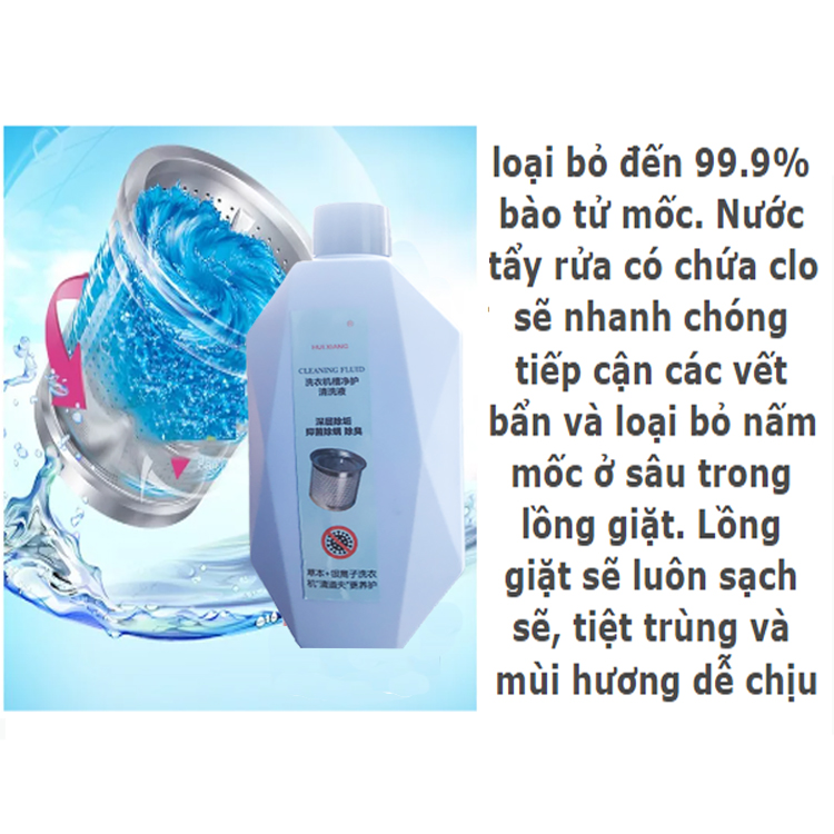 Nước tẩy lổng máy giặt HUI XIANG - Dùng cho máy giặt cửa trên và cửa dưới - Tẩy sạch cặn bẩn - Mùi hương dễ chịu