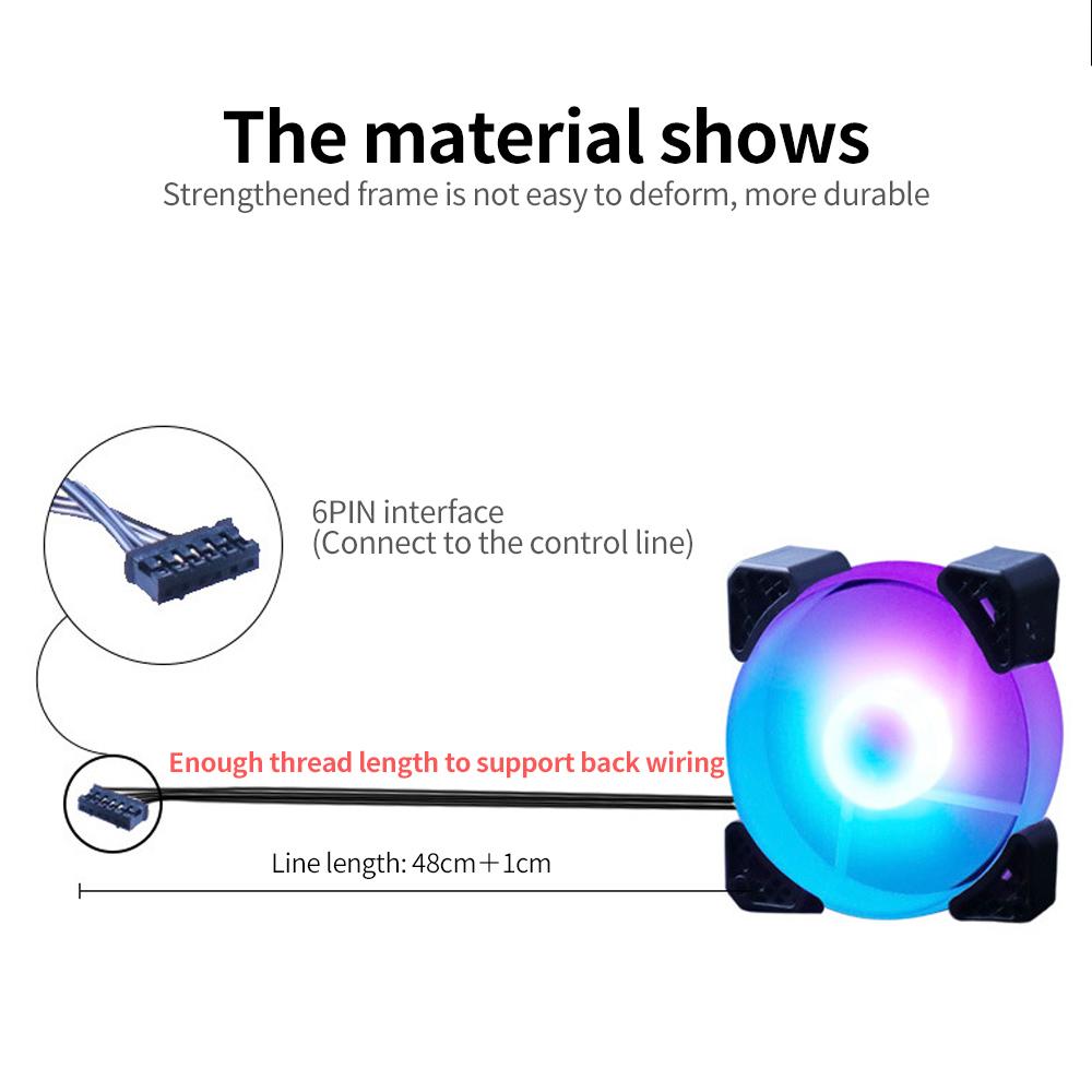 Quạt tản nhiệt máy tính Vỏ 12cm Làm mát Quạt RGB Tắt tiếng Chiếu sáng mát Tản nhiệt hiệu quả Vòng bi thủy lực im lặng