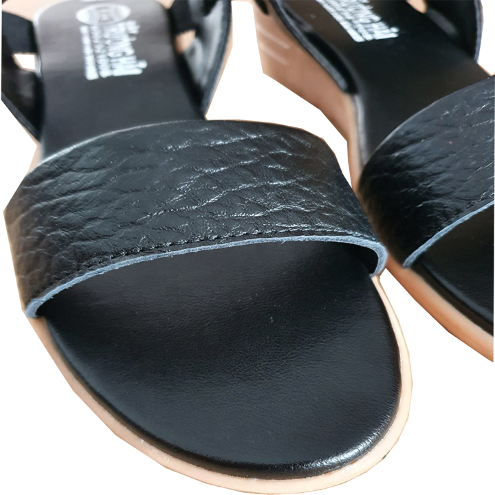 Giày Sandal Đế Xuồng 4cm Trường Hải SD134 , Giày Đế Xuồng Nữ Da Bò Thật Cao Cấp  Màu Đen