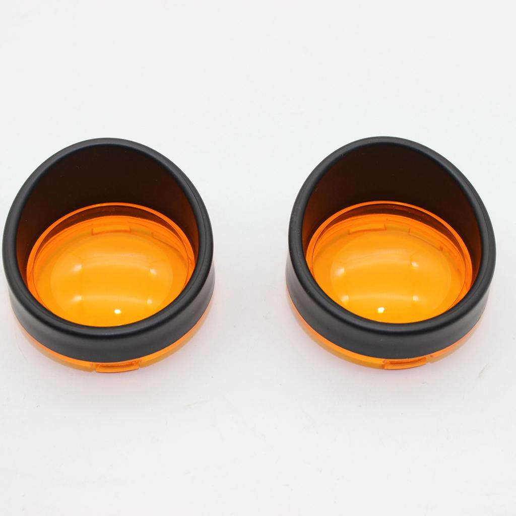 For XL883 XL1200 Black Turn Signal Visor Ring Kit Yellow Lens Cover