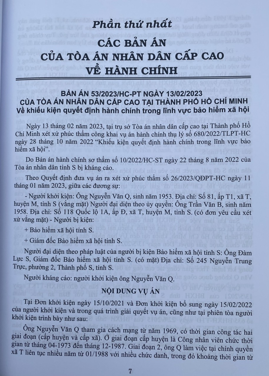 Tuyển Tập Các Bản Án của Toà Án Nhân Dân Cấp Cao  về Hành Chính - Kinh Doanh Thương Mại - Hôn Nhân Gia Đình - Lao Động
