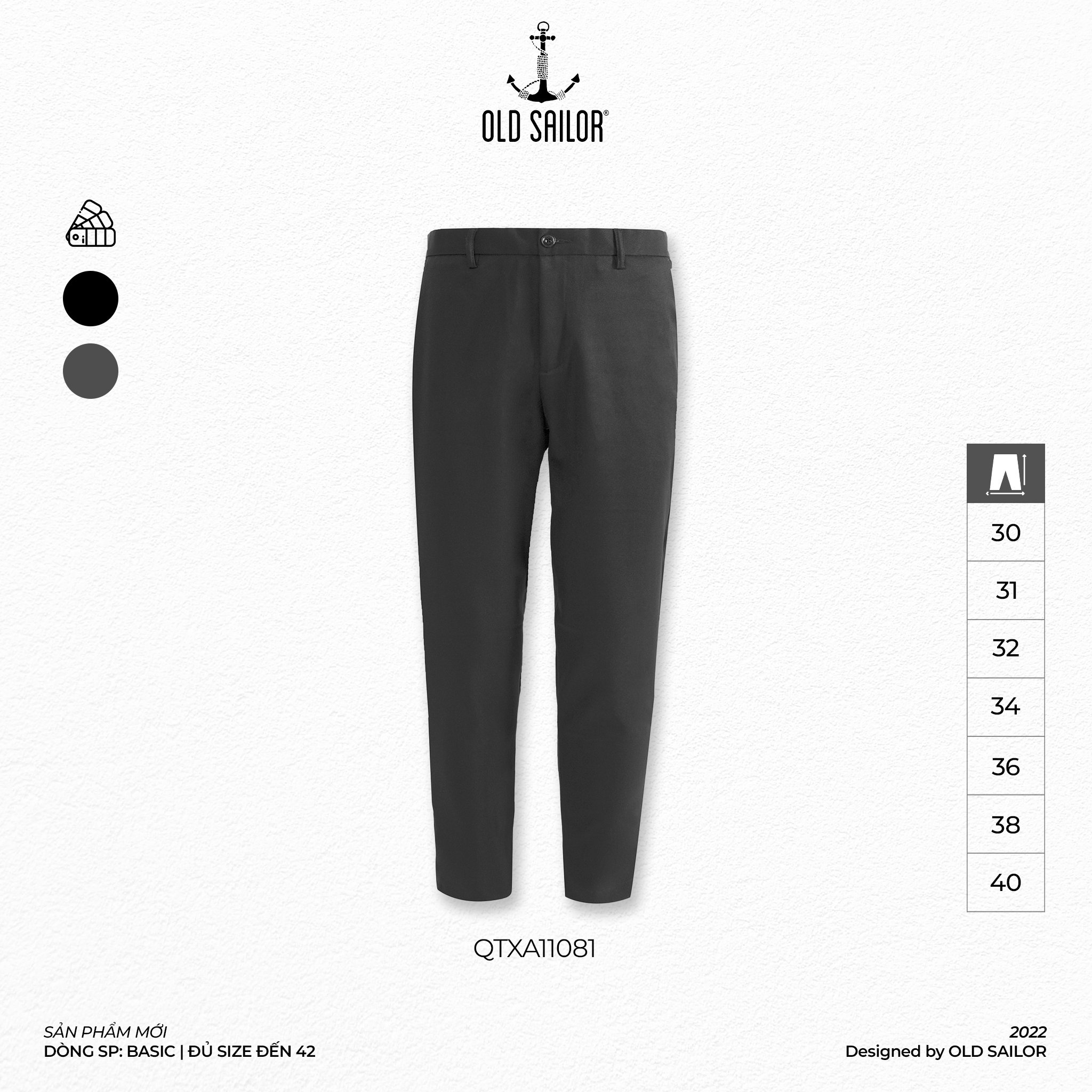 Quần tây nam phom basic Old Sailor - O.S.L BASIC PANT - 11081 - Big size upto 40