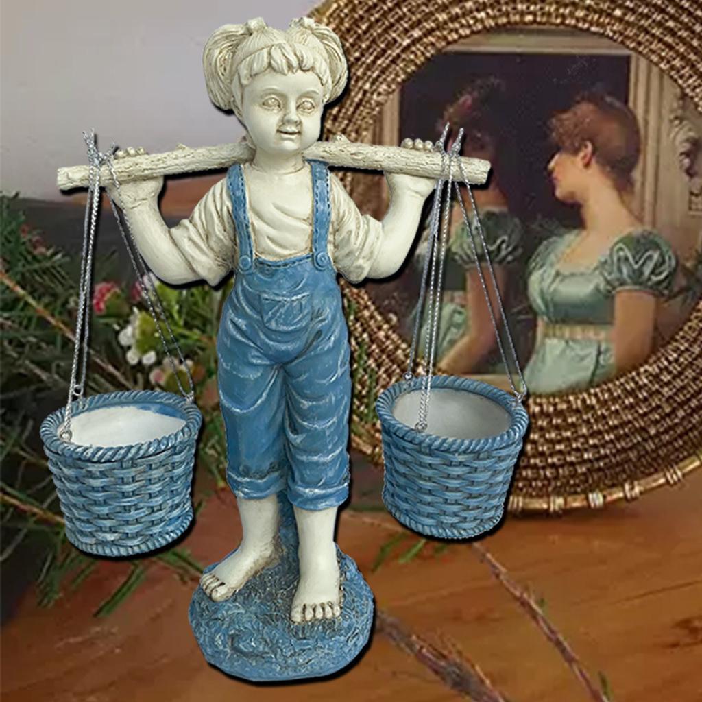 Little Statue Figurines Sculpture Lawn Planter Flower Yard Art