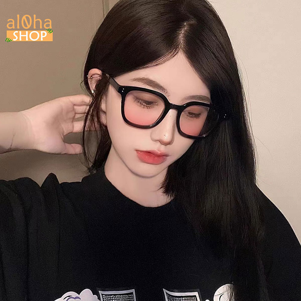 Mắt kính K0209 má hồng thời trang chống bụi gọng nhựa vuông tròn unisex nam nữ - al0ha Shop
