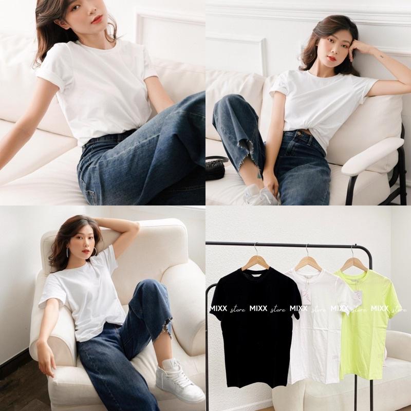 Áo Thun Nữ Trơn tay ngắn chất cotton mềm mịn phom suông vừa thoải mái