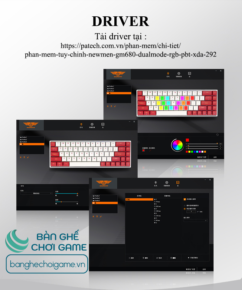Bàn phím cơ không dây Bluetooth Newmen GM680 Jungle Hot Swap Outemu Switch - Hàng chính hãng