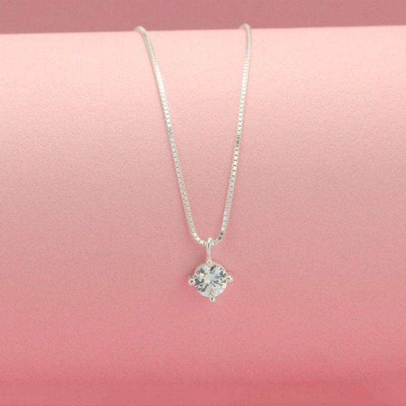 Dây chuyền bạc liền mặt đính đá cao cấp  YN JEWELRY