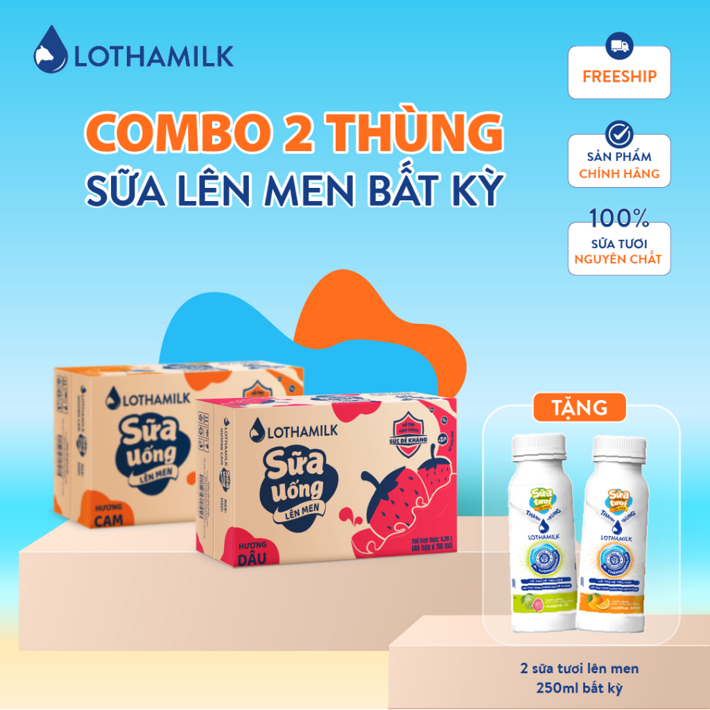 Thùng 48 hộp sữa uống lên men Lothamilk 180ml