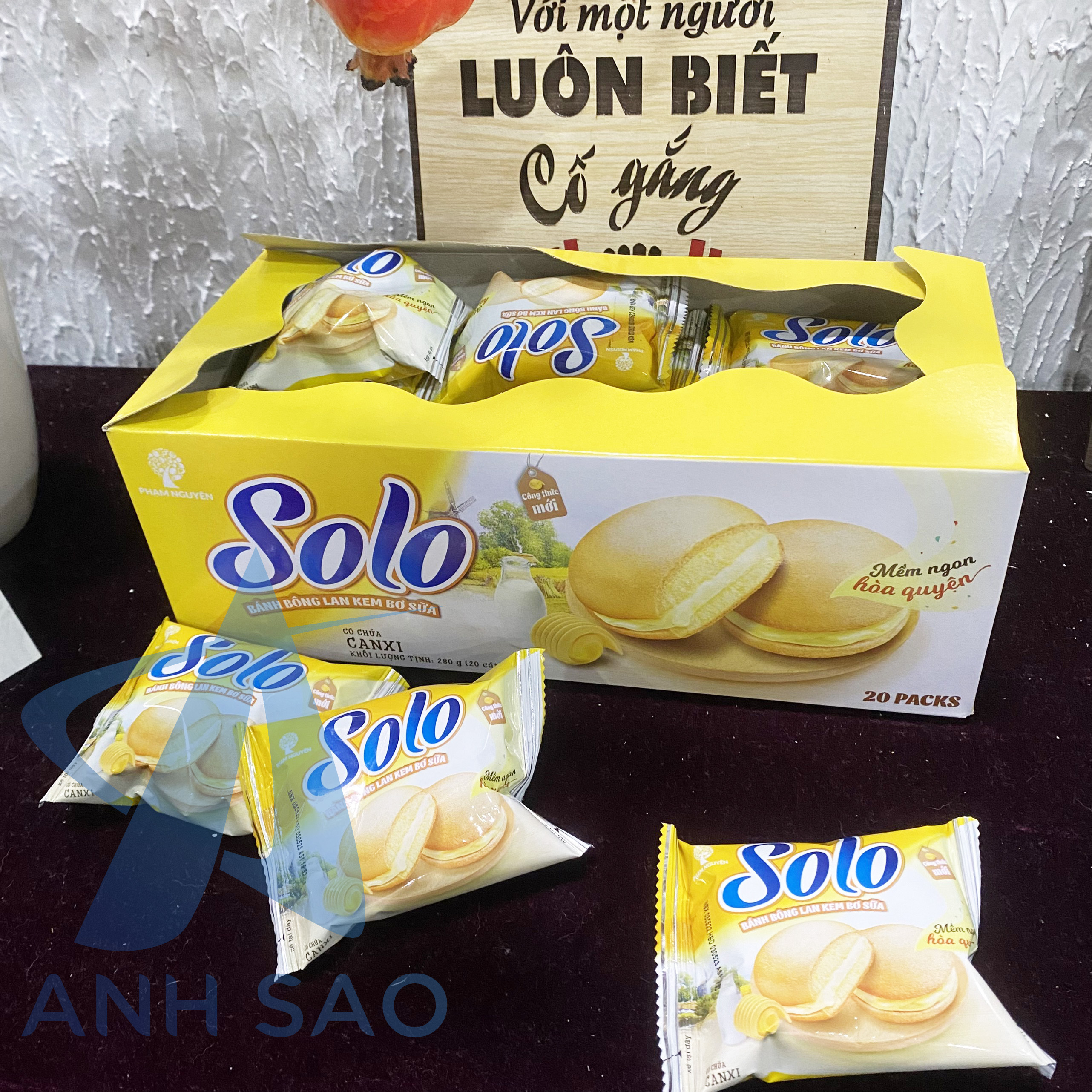 Combo 2 khay bánh Solo kem bơ sữa NEW 280g Phạm Nguyên (14g x 20 cái x 1 khay)