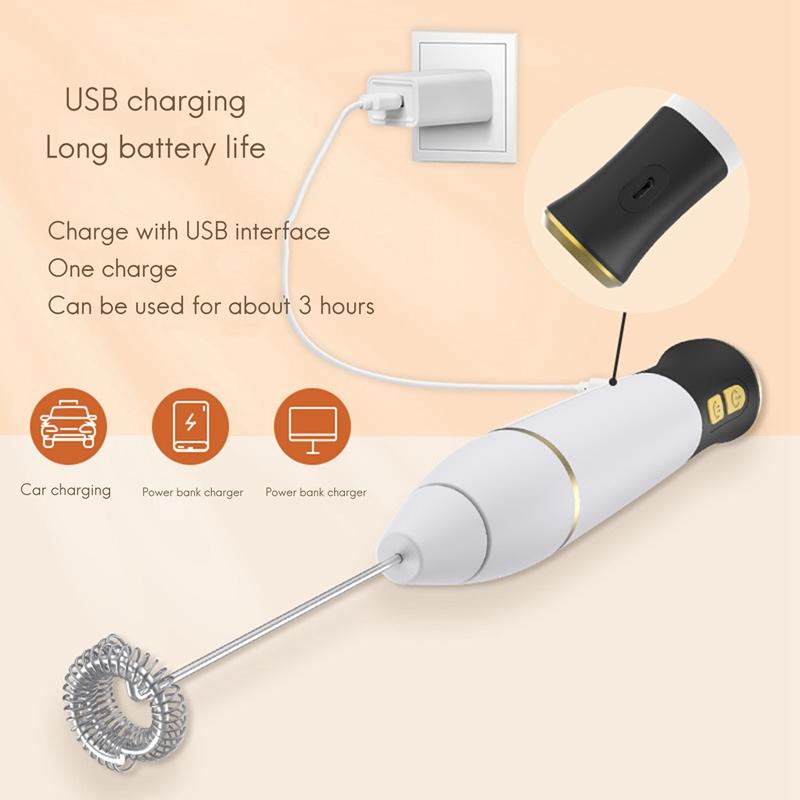 Điện Máy Trộn Máy Xay Sinh Tố 2 Tốc Độ Bọt Sữa Cầm Tay USB Hỗn Hợp Trứng Máy Trộn Bong Bóng Máy Làm Đánh Cho Cà Phê