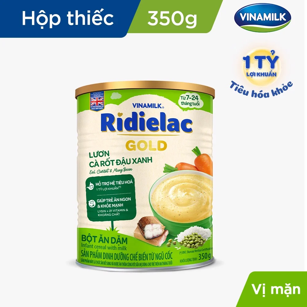 BỘT ĂN DẶM RIDIELAC GOLD HEO BÓ XÔI - HỘP THIẾC 350G