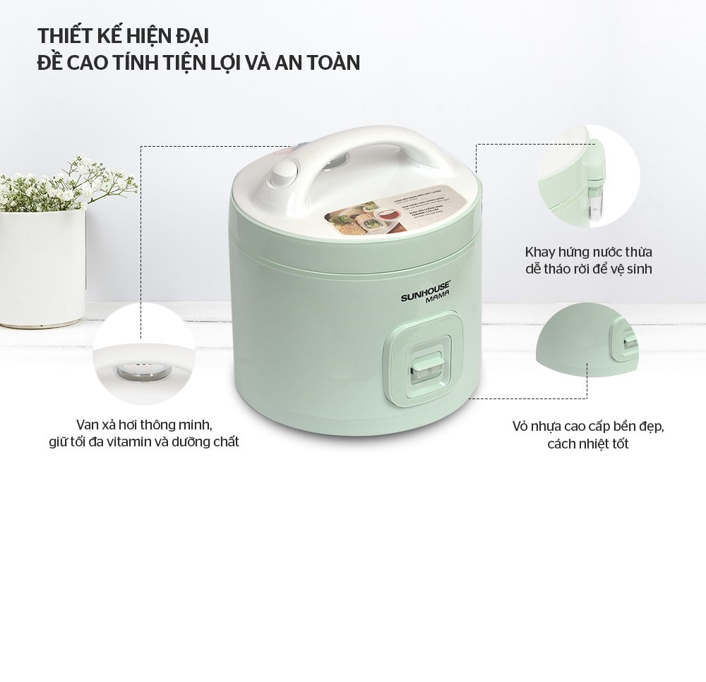 Nồi Cơm Điện 1.8L Sunhouse MaMa SHD8665 - Màu Ngẫu Nhiên - Hàng Chính Hãng