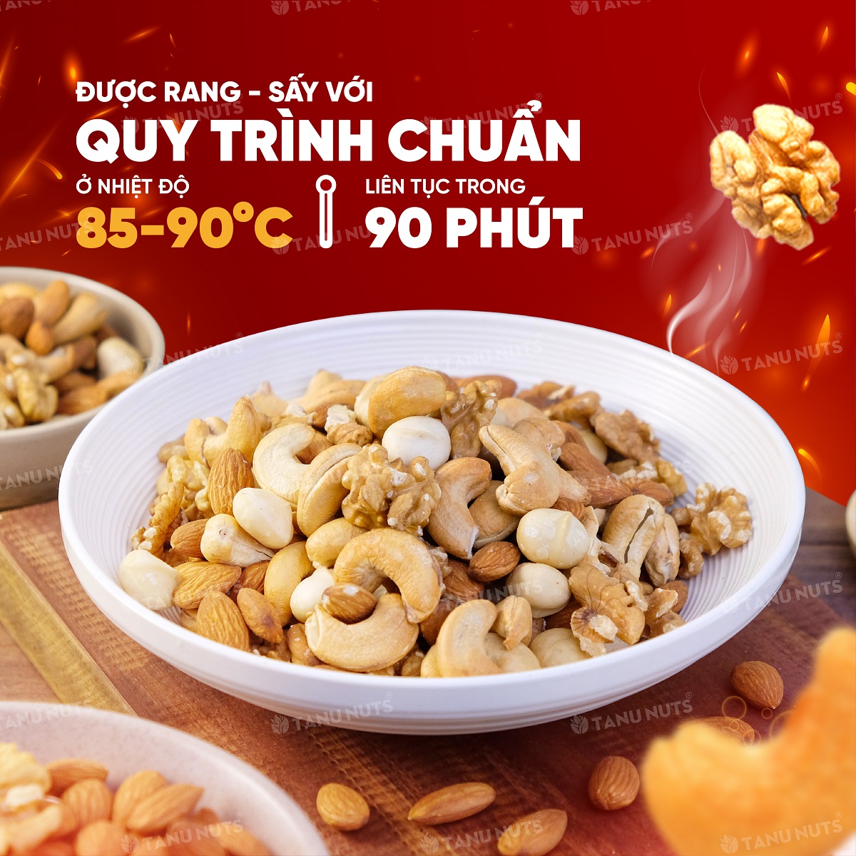 Hạt dinh dưỡng mix 4 TANU NUTS hũ 350gr/500gr, ngũ cốc granola mix hạt dinh dưỡng cho bà bầu.