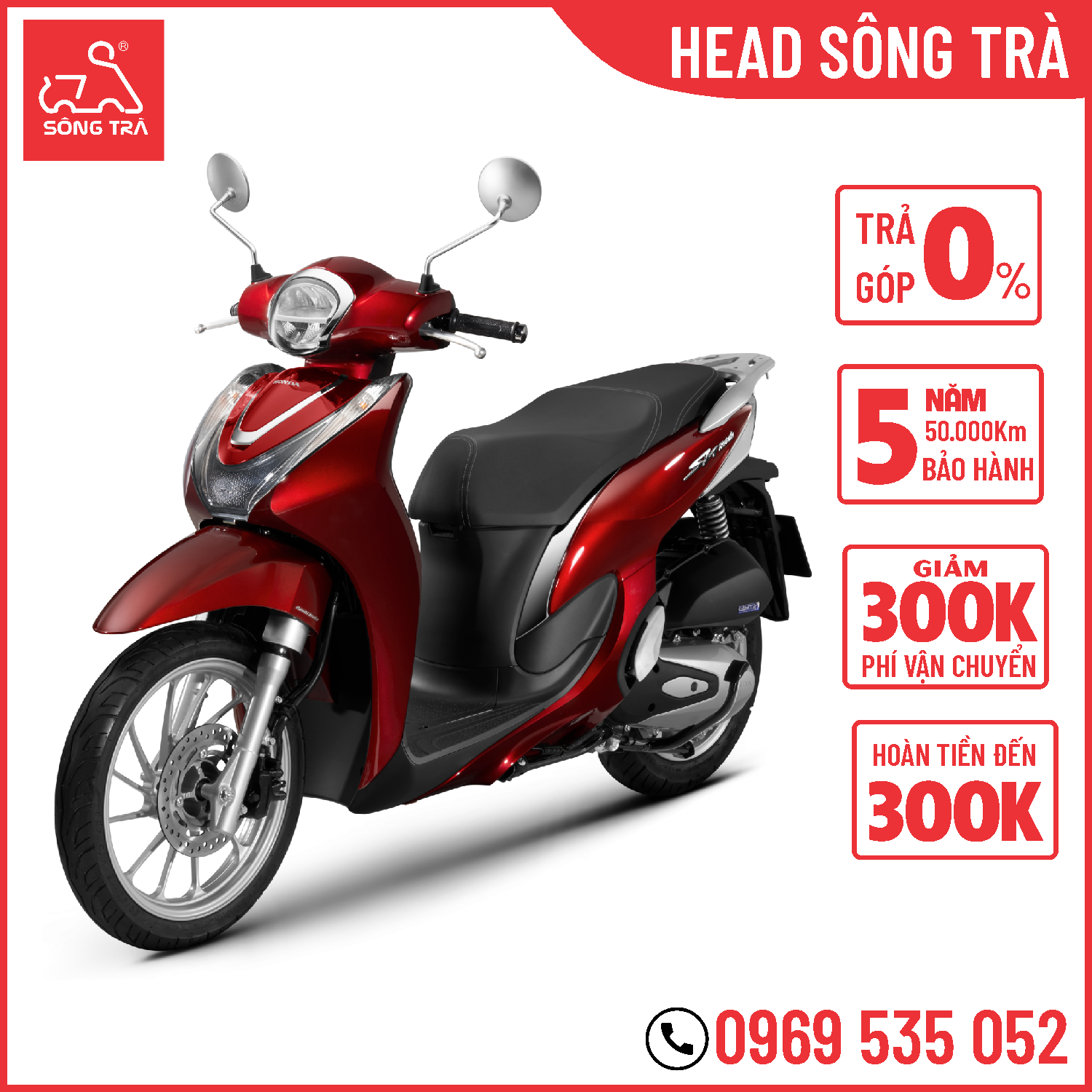 Xe Máy Honda SH Mode 2024 125cc - Phiên Bản Tiêu Chuẩn CBS -  Đỏ