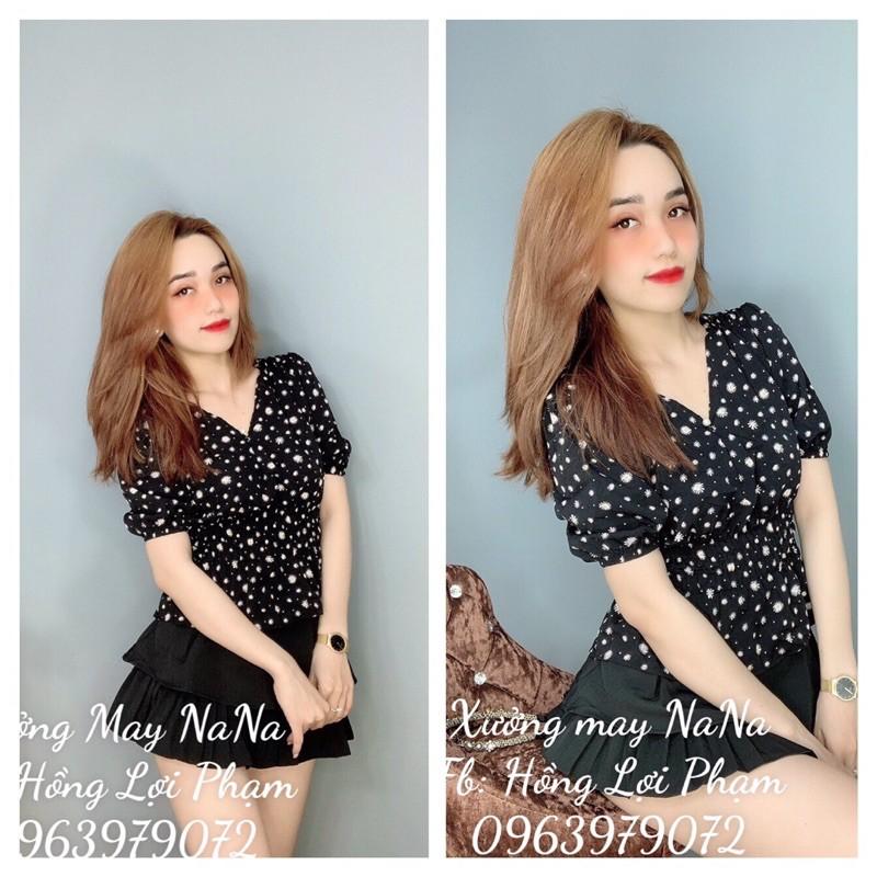 Áo kiểu hoa nhí cổ V (hình thật +video)