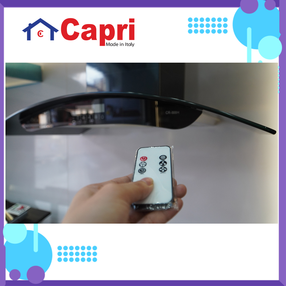 Máy hút mùi hiện đại kính cong Capri CR-888H ( 9 tấc ) | Điều khiển Remote từ xa | Hàng chính hãng