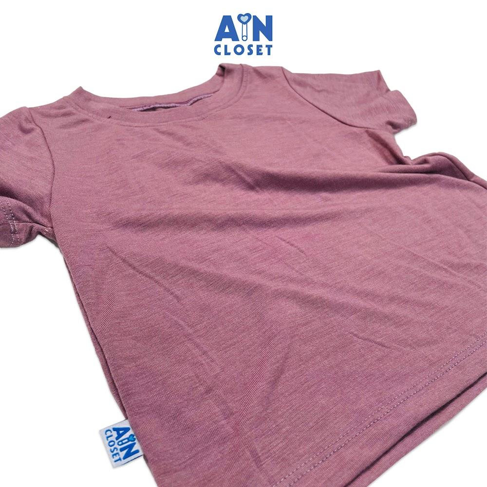 Áo ngắn tay unisex cho bé Tím Trơn thun cotton - AICDBT1EQSPN - AIN Closet