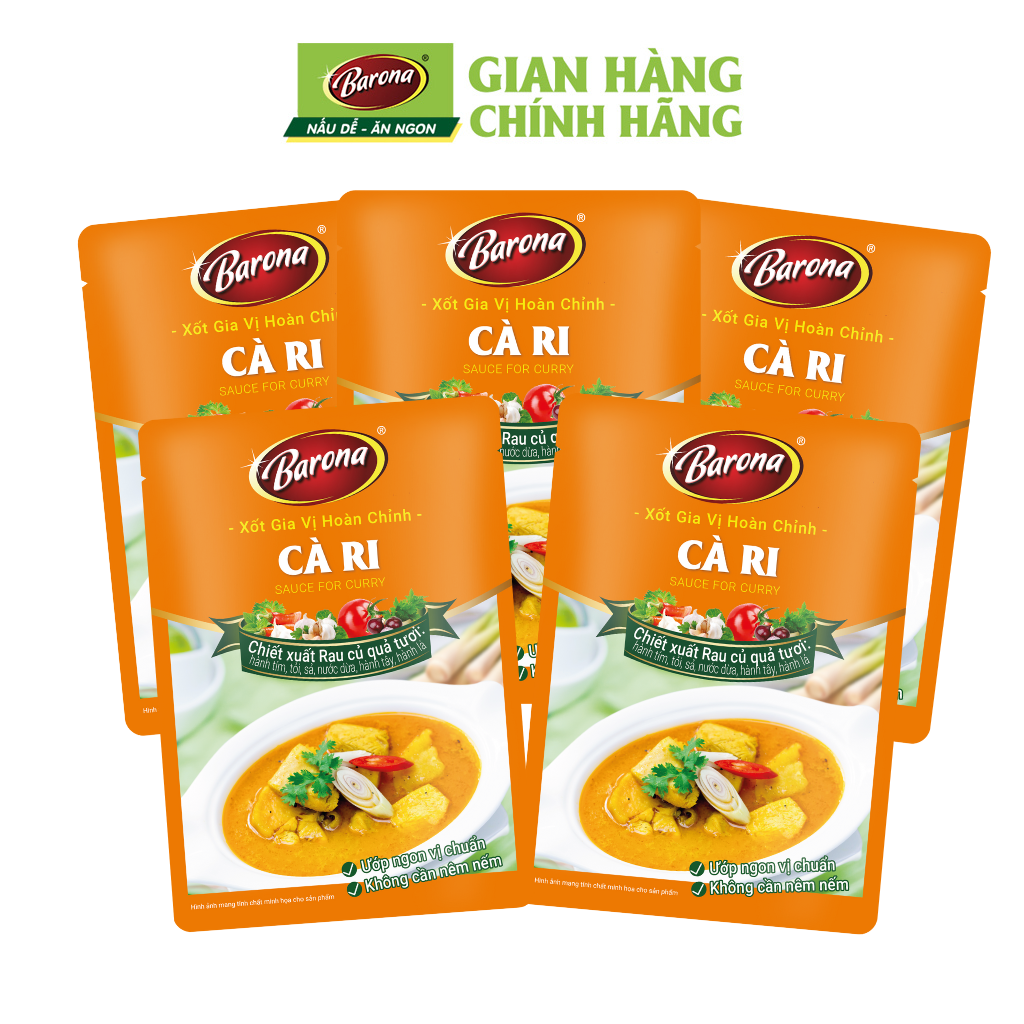 Combo 5 gói Gia Vị Cà Ri Barona 80g ướp ngon chuẩn vị không cần nêm nếm