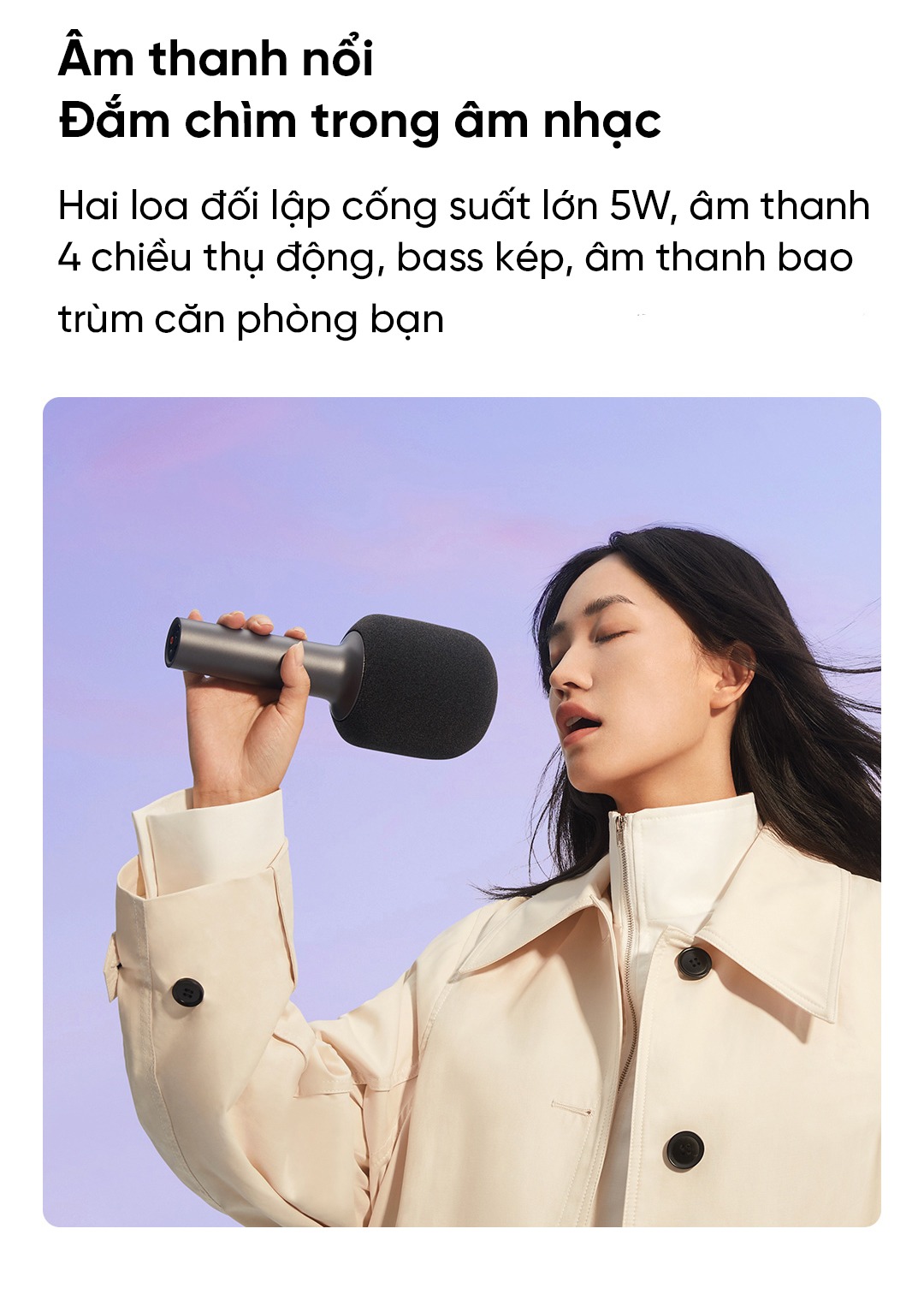 Micro karaoke kiêm loa bluetooth 5.1 Xiaomi MIJIA K âm thanh nổi khử tiếng ồn pin bền 2500mAh - Hàng chính hãng