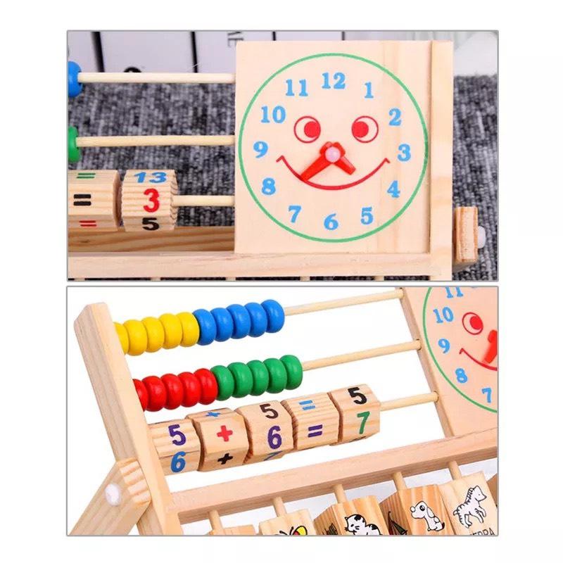 [Tặng Đàn Xylophone 4 Thanh] Đồ Chơi Kệ Gỗ Đa Năng Cho Bé Học Tính Toán Học Chữ Và Xem Giờ