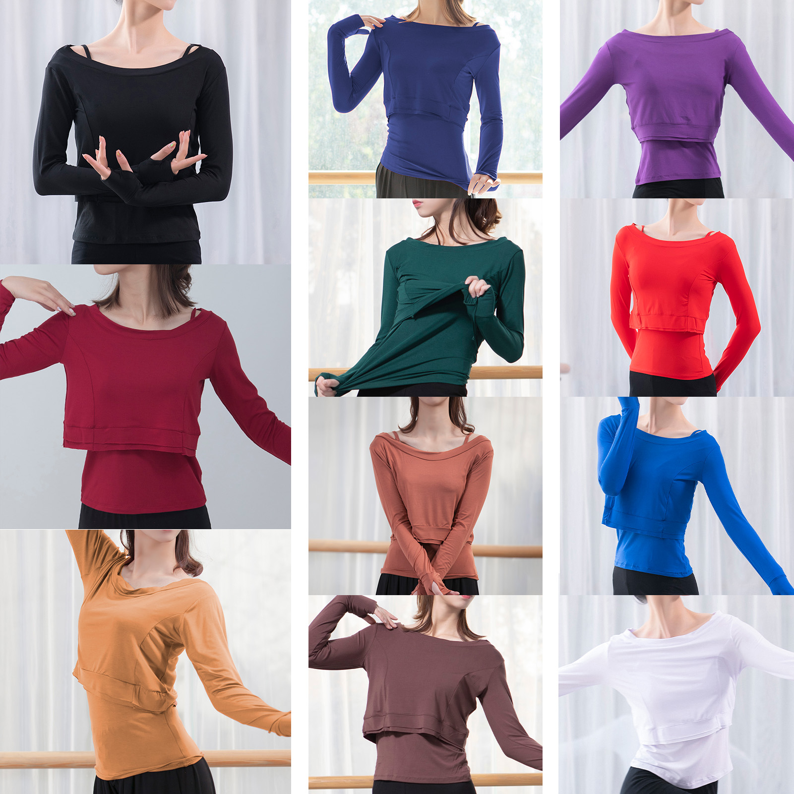 Áo thể thao tay dài xỏ ngón cho người tập yoga