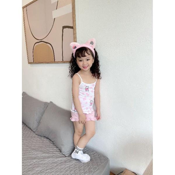 Bộ cotton 2 dây bé gái