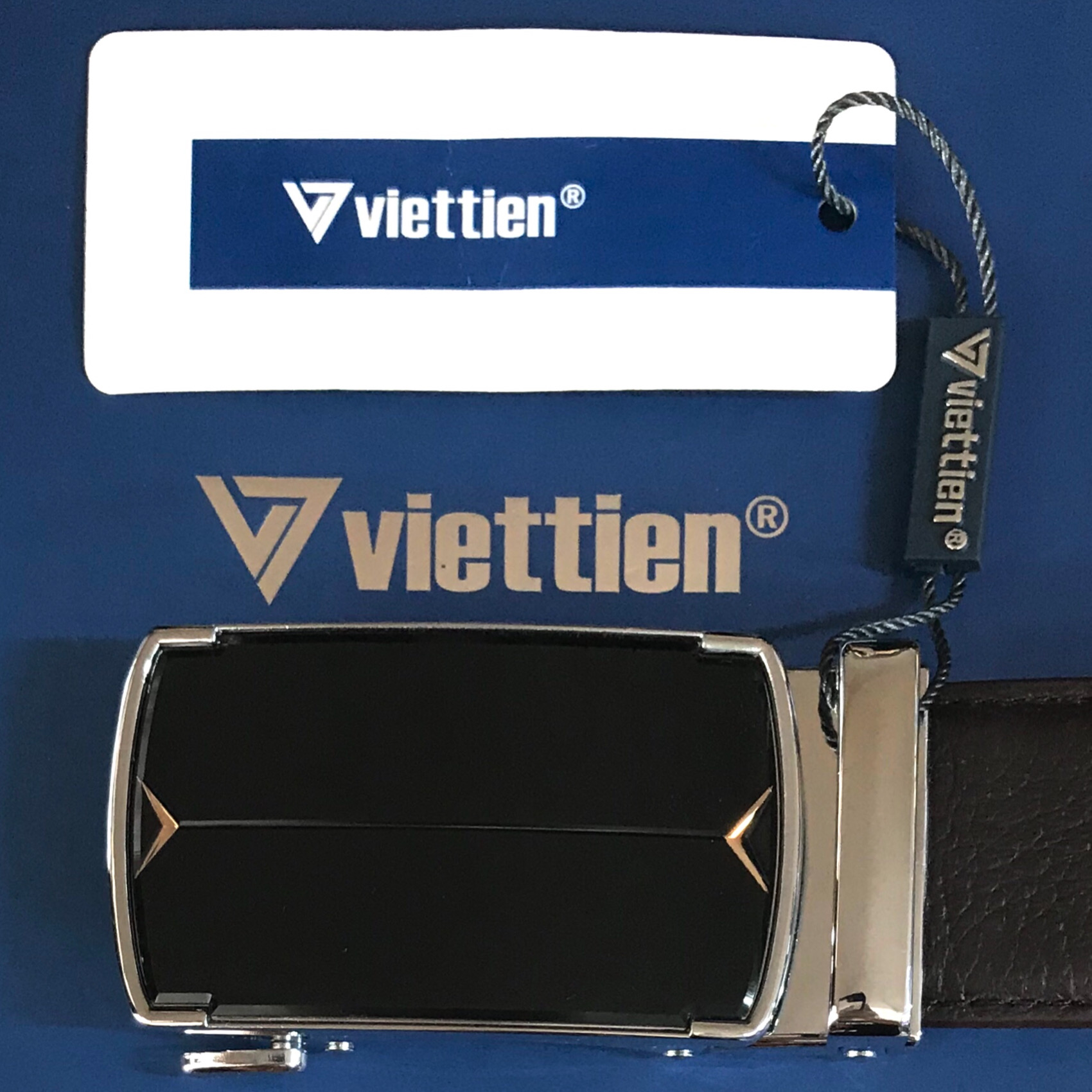 Viettien - Dây nịt nam thắt lưng nam chất liệu da bò thật khóa tự động hàng hiệu cao cấp