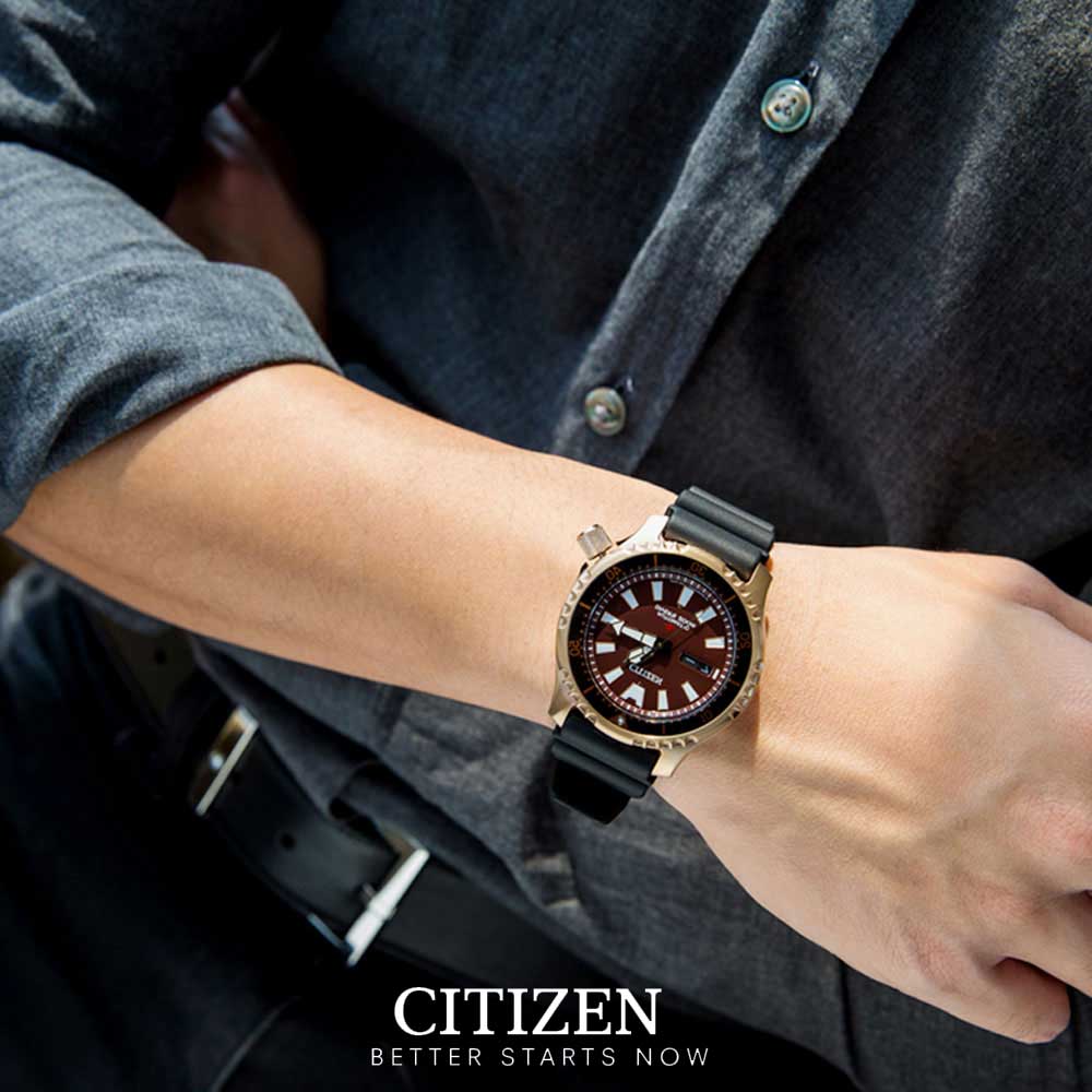 Đồng Hồ Citizen Nam Cơ-Automatic Dây Cao Su NY0083-14X - Mặt Nâu Đỏ