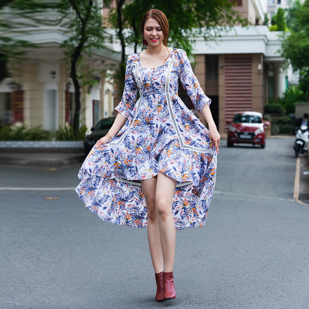 Đầm Hoa Cao Cấp Đầm Đuôi Cá Đẹp Thời trang thiết kế Hity DRE123