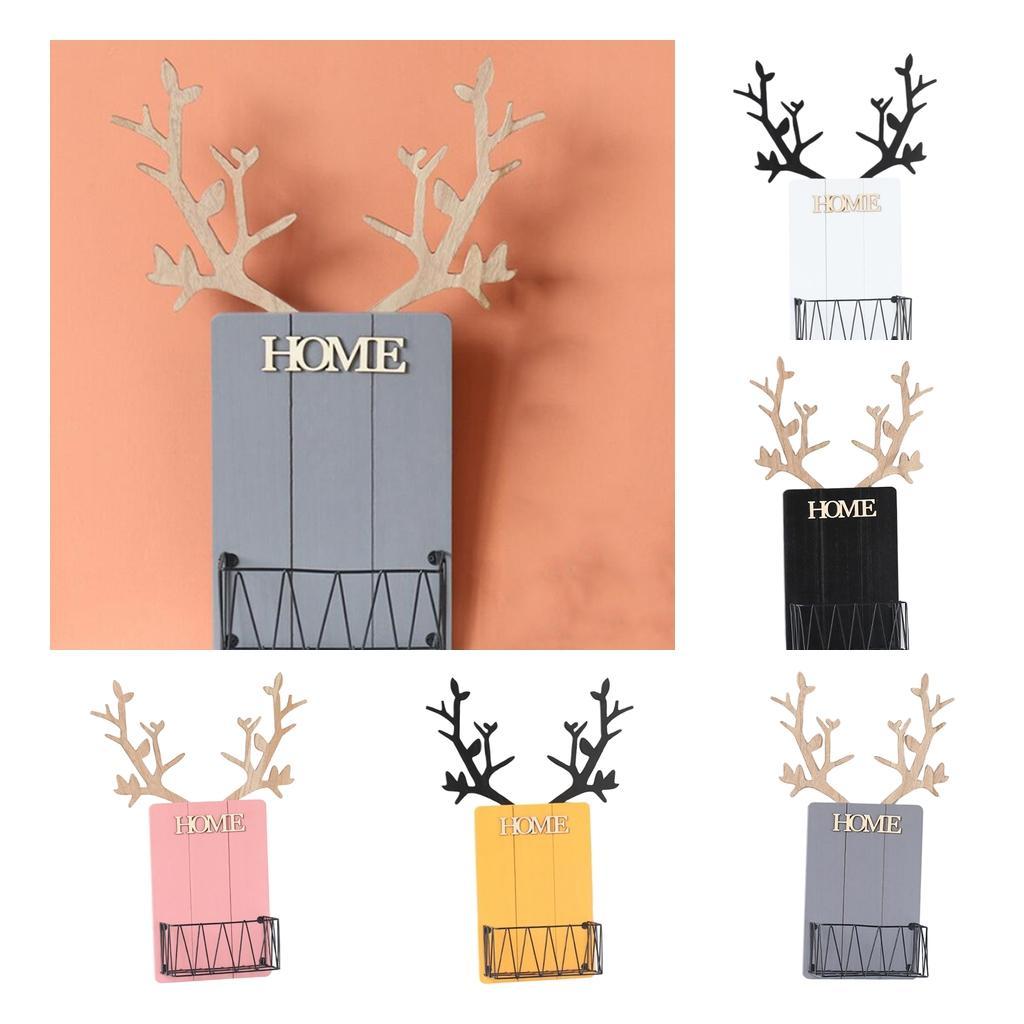 Wall Mounted Caddy Basket Shelf Organizer Holder with Wooden Board White