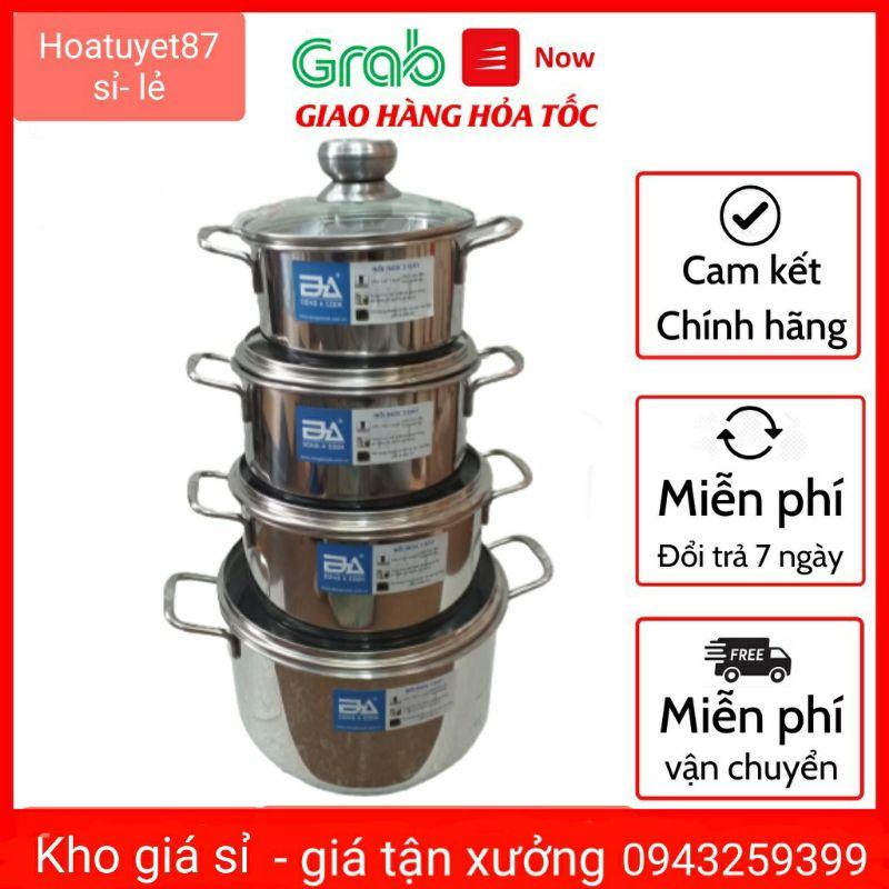 Bộ 4 nồi inox ĐÔNG Á 3 đáy-inox 403 cao cấp sáng bóng dày đẹp