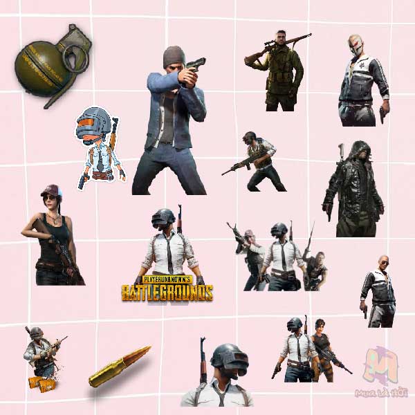 Miếng dán Stickers chủ đề game Pubg Mobile