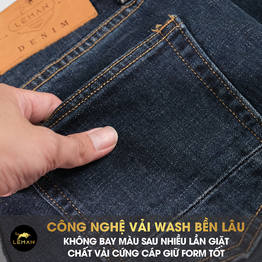 Quần Jean nam Leman xanh trơn JD04 - Slim Form