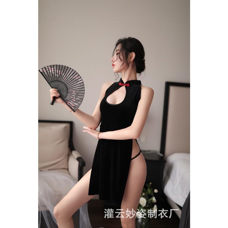 Sườn Xám Khoét Ngực Đan Dây Gợi Cảm / Đồ ngủ Cosplay Cô Gái Trung Hoa / Sườn Xám Cách Tân Sexy Me1534
