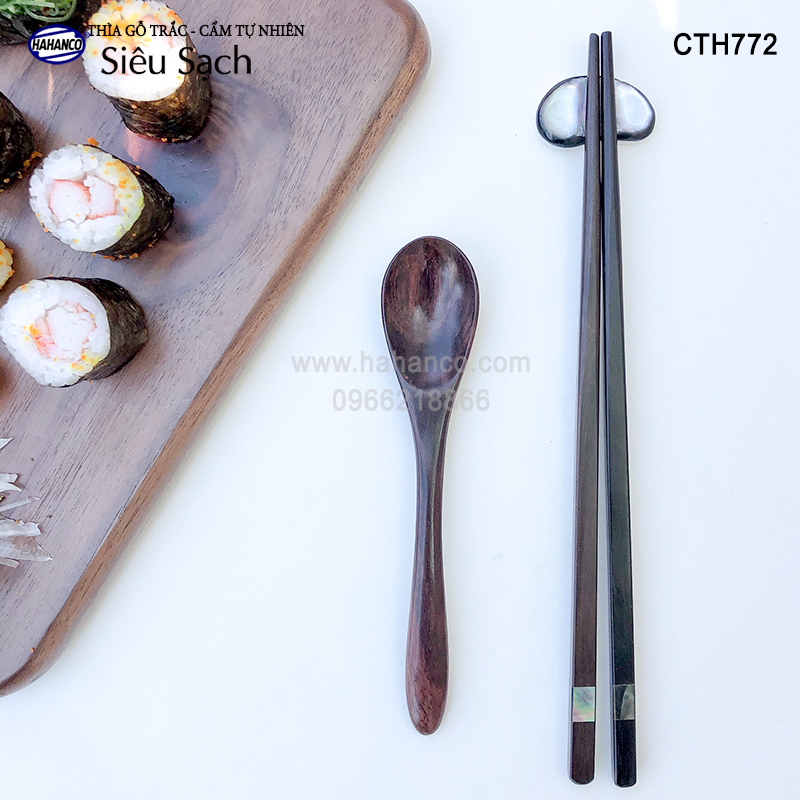 Muỗng/Thìa súp gỗ Trắc hoặc Cẩm (17cm) CTH772 - Decor, xúc gia vị, ăn uống siêu sạch